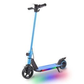 Electric Scooter for Kids Ages 6-14, 150W Motor, 4/7/11 Mph, 60 mins Ride Time, Adjustable Speed, LED Display, Colorful Lights, Electronic Brake, Foldable Kids Electric Scooter (Blue)