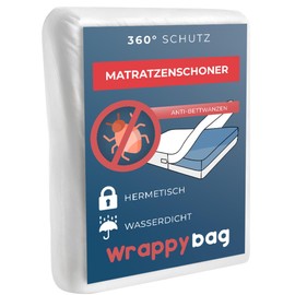 WRAPPYBAG Waterproof Mattress Protector - Anti-Bed Bugs & Dust Mites Mattress Cover - Chemical-Free & Breathable - 90 x 200 x 20 cm - Available in 15 Sizes