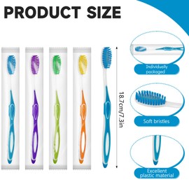 200 Pcs Disposable Toothbrushes Bulk Individually Wrapped Toothbrushes Colorful Travel Bulk for Hotel Travel Donation Homeless (4 Colors)