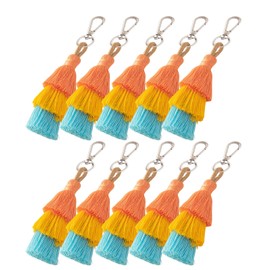 MSCFTFB 10pcs Tassel Keychain,Car Keychain,Cute Keychains for Women Purse Accessories Bag Charm Gift for Her (Orange)