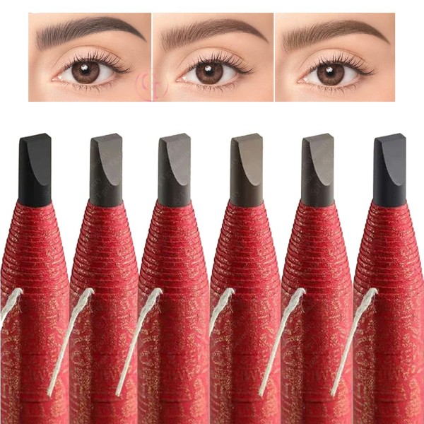 6pcs Waterproof Eyebrow Pencil Pull Cord Peel-off Microblading Brow Pencil