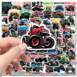 DULEFUN 100PCS Monster Truck Stickers, Truck Car Stickers for kids, Truck Stickers Waterproof for Water Bottles Skateboard Laptop Car Bike Suitcase, Monster Truck Gifts for Girls Boys Party Gifts,