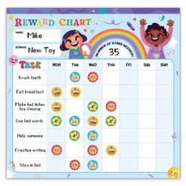 LFMUZM Behavior Reward Chart System - Pad with 26 Chore Charts for Kids, Reward Chart for Kids with 2400 Stickers to Motivate Responsibility & Good Habits