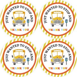 40pcs School Bus Thank You Stickers, Traffic Themed School Bus Thank You Stickers, Stop to Say Thanks Stickers, School Bus Thank You Stickers for Driver Appreciation Thank Party Favors