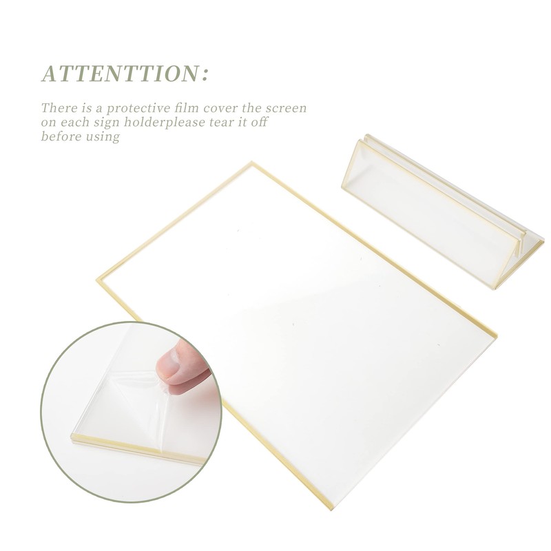 WeeGoo 3 Pack A5 Acrylic Sign Holder with Gold Borders,
