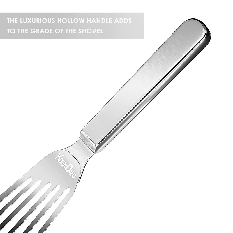 KSENDALO Thin Fish Spatula Stainless Steel -Flexible Slotted Egg Flipper
