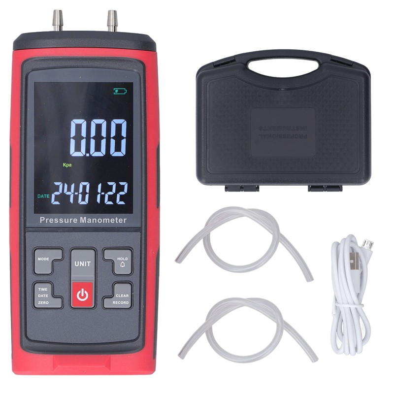 Digital Manometer Pressure Differential Pressure Gauge Air Pressure Tester with