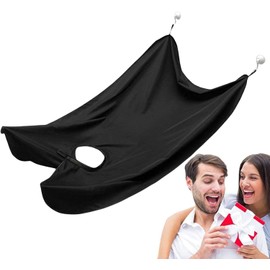 Beard Bib Apron, Beard Catcher with Suction Cups - Best Gifts for Him Men Dad Father Husband, Beard Trimmer Catcher Men's Birthday Gift (Black)