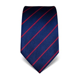 Vincenzo Boretti Men's Tie Pure Silk Striped Elegant Men's Design Shirt with Suit for Business Wedding 8 cm Narrow / Wide, darkblue