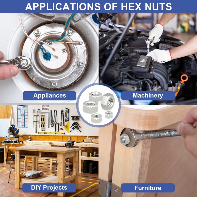 M5-0.8 Hex Nuts,100 Pcs 304 Stainless Steel Metric Nuts,Coarse Thread