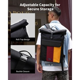 Innostyle Rolltop Backpack for Men Women Travel Expandable Carry On Backpack Water-Resistant Laptop Daypack for Work Business 18L (BRY)