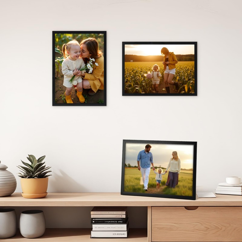 Hoikwo Pack of 3 Picture Frames A4 Modern Black Photo