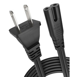[UL Listed] 6ft 18AWG 7A 125V AC Power Cord 2 Prong Cable Non Polarized (NEMA 1-15P to IEC-320-C7)