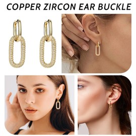 Women's Gold Earrings, Hanging Earrings, Women's Golden Earrings, Hoop Earrings with Pendant, 18 K Gold-Plated Earrings, Dainty Gold-Plated Earrings for Fashionable Women