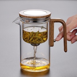 Teapot with Infuser - Loose Leaf Tea Strainer,Classic Magic Tea Pot with Wooden Handle,Enchanti Tea Pot Magic Teapot,Magical Teapot,Magic Tea Pot with Infusers Does not apply - Color: 800Ml