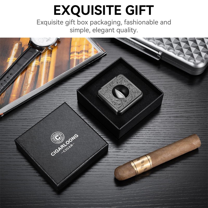 Stainless Steel Cigar Cutter Multifunctional Cigar Cutter with V-shaped Blade