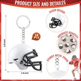 12PCS Mini Rugby Helmet Keychains White Football Helmets, Football Mini Helmets Keychain Charm Bulk for Party Souvenirs Craft Painting Football Gift DIY Decoration