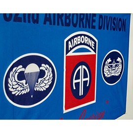 82nd Airborne Blue & USA wholesale lot of 2 2x3 Flags Rough Tex Knitted Nylon Flag 2'x3' House Banner Grommets Double Stitched Premium Quality Indoor Outdoor Pole Pennant
