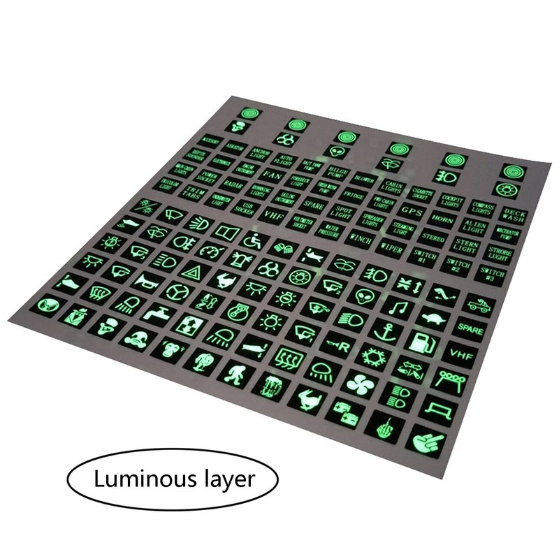 DGZZI Rocker Switch Label Decal 120PCS Night Glow Graphic Text