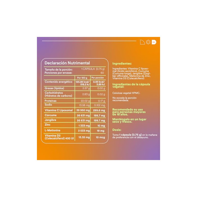 Nutrition For Vitamina Liposoluble Jengibre Curcúma Suplemento Alimenticio Cápsulas Meses