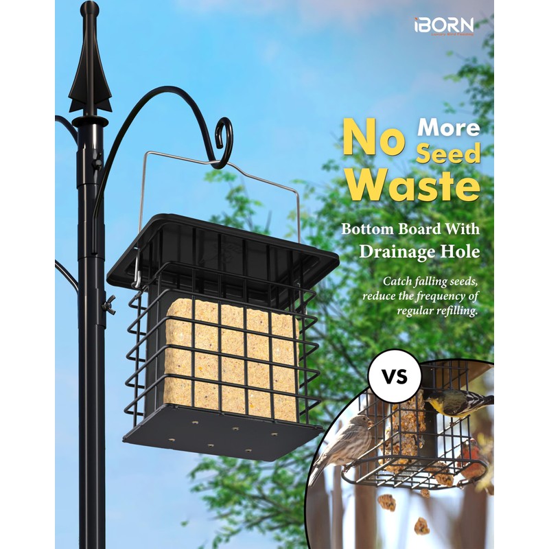 iBorn Suet Feeder Suet Bird Feeders [Double Capacity] for Outside