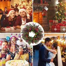 KOMUNJ Artificial Christmas Wreath for Front Door, Artificial Wreath Front Door Decoration for Indoor Outdoor Use, Christmas for Door, Window, Fireplace, Christmas Decoration (Red Fruit)