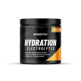 Efectiv Hydration Electrolytes Powder - 330g, 60 Servings - Vegan Electrolyte Powder with Key Minerals - Calcium, Magnesium, Potassium, Sodium - Zero Sugar Electrolytes Drinks (330g, Tropical Storm)