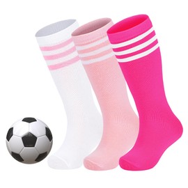 Zando Girls Soocer Socks Pink Socks Girls Socks 6-8 Years Old Cotton Girls Softball Socks Girls Kids Baseball Socks Long Pink Socks Girls Knee High Socks School Uniform Stockings for Boys 6-9 Years