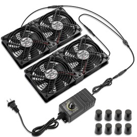 WDERAIR 4 x 120mm Server Rack Mount Fan 12V with AC 110V 120V 220V 240V Variable Speed Controller, High Airflow for DIY Mining Rig, AV Cabinet, Modem, Window, Greenhouse Cooling Ventilation