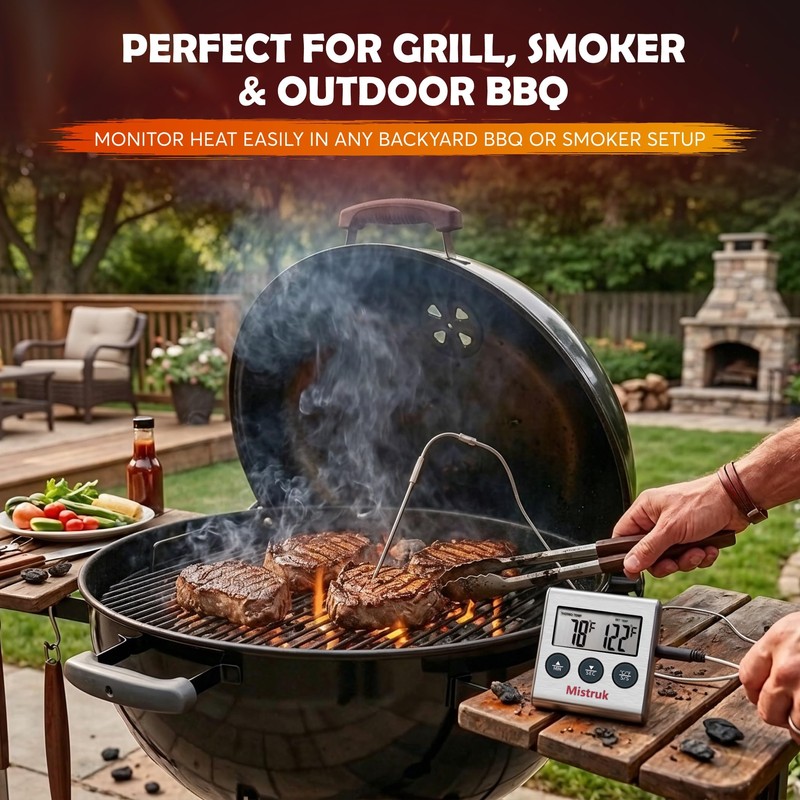 Mistruk Digital Thermometer for Cooking with Stainless Steel Probe &
