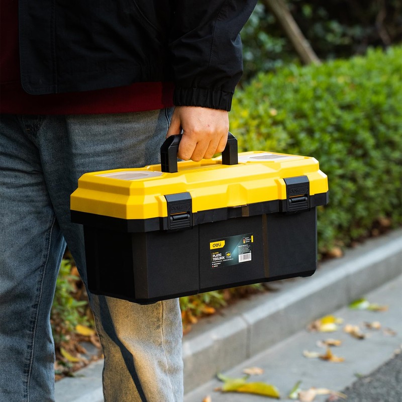 16 Inch Tool Box with Lock, 2-Layer Heavy-Duty Organizer with