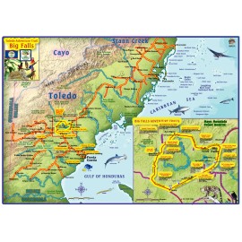 Belize Tourism Board Toledo Belize Adventure Big Falls Trails Map by Franko Maps