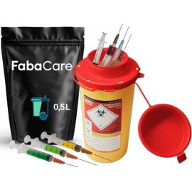 FabaCare Cannula Disposal Container 0.5 Litre for Cannulas, Syringes and Needles
