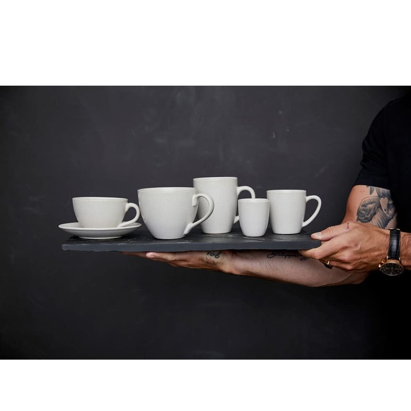BITZ Stoneware Coffee Cup with Saucer 24cl Height 6cm Black/Green