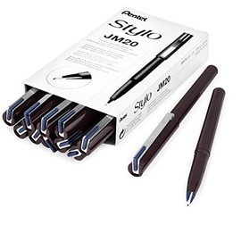 Pentel JM20 Stylo Disposable Fountain Pen – Navy Blue Ink - Pack of 12