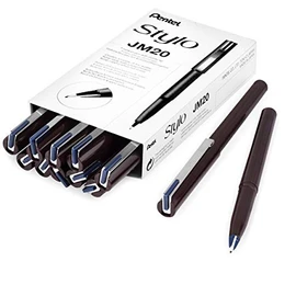 Pentel JM20 Stylo Disposable Fountain Pen – Navy Blue Ink - Pack of 12