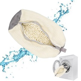 Shoe Washing Bag,Portable Reusable Shoe Bag for Washing Machine,Sneaker Washing Bag, Shoe Cleaning Bag for All Shoe Types and Sizes,1 PCS,Beige