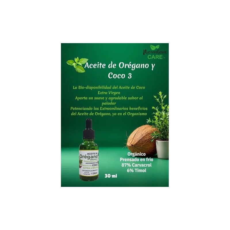 Aceite De Orégano Y Coco Orgánico Alto Carvacrol Antiviral 3