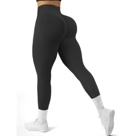 Hidden Scrunch Butt Lifting Leggings for Women Impact Gym Workout Leggings Mid Low Waist Compression Yoga Pants Black