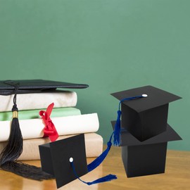 50 Pieces Graduation Candy Box Graduation Cap Gift Boxes Graduation Party Favors for Class of 2024 Graduation Party Decor (Black tassels)