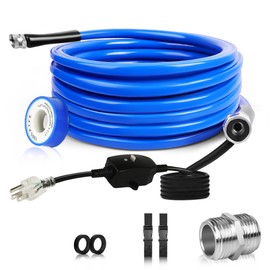 10 FT Heated Drinking Water Hose, -50°F（-46°C） Heated Water Hose for RV with Leakage Protection for 5/8" Inner, Self-Regulating Hose Water Heater with 3/4" NH Fittings for RV & Garden