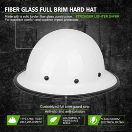 GREEN DEVIL Fiberglass Full Brim Hard Hat OSHA & ANSI Rated Fiber Hardhat for Men with Brim Guard