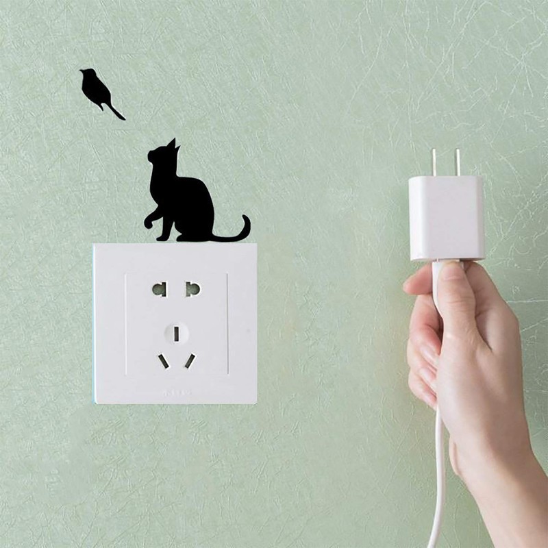 4pack Cartoon Switch Sticker Water Resistant, PVC Switch Socket Decorations