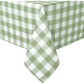 Hiasan - Mantel cuadrado a cuadros, resistente a las manchas, impermeable y resistente a las arrugas, lavable para comedor, 60 x 60 pulgadas, patrón de cuadros verde salvia y blanco