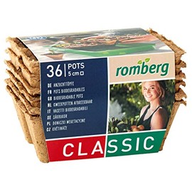 Romberg Classic Square Cultivation Pots 5 x 5 cm (Pack of 36, Biodegradable, Peat-Free, Easy to Use) 10091103