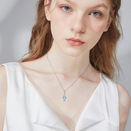 KZX Music Note Necklace 925 Sterling Silver Music Note Moonstone Pendant Necklace Musical Note Heart Necklace Jewelry Valentine's day Gift for Women Girls, Sterling Silver, Moonstone