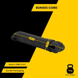 Brotree Bungee Cord Elastic Shock Cord 4mm x 10m Bungee Rope Heavy Duty for Trailer, Tarpaulin, Tent Pole, Kayak and Backpack - Black