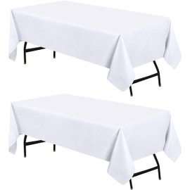 Utopia Kitchen Rectangle Tablecloth 140x240 cm - (Pack of 2) White Table Cover Machine Washable Table Cloth Perfect for Parties, Weddings and Festivals (55x95 inches)
