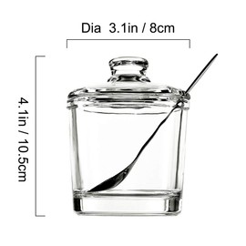 Vencer Sugar Bowl Clear Glass With Lid and Stainless Steel Sugar Serving Spoon, 6.3 Ounces (180 ML),Sugar Canister, Sugar Dispenser, VFO-027