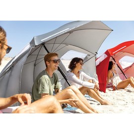 Sport-Brella Premiere UPF 50+ Umbrella Shelter for Sun and Rain Protection (8-Foot, Gray) | Sport-Brella